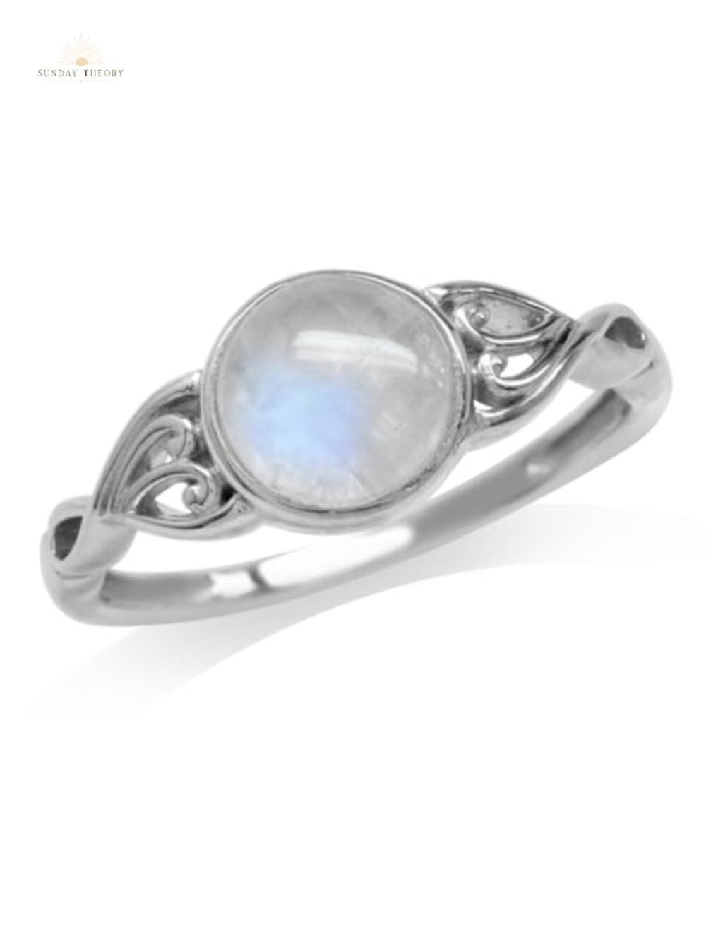 7MM Natural Moonstone 925 Sterling Silver Solitaire Ring Women